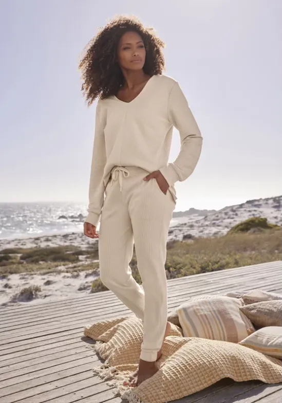 Sweatshirt"-Langarmshirt Mit V-Ausschnitt"
